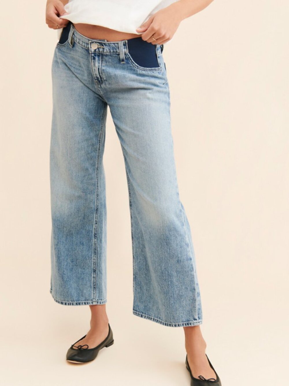 NWT New Hudson Rosie Wide Leg Cropped Maternity Jeans In Young At Heart Size 29